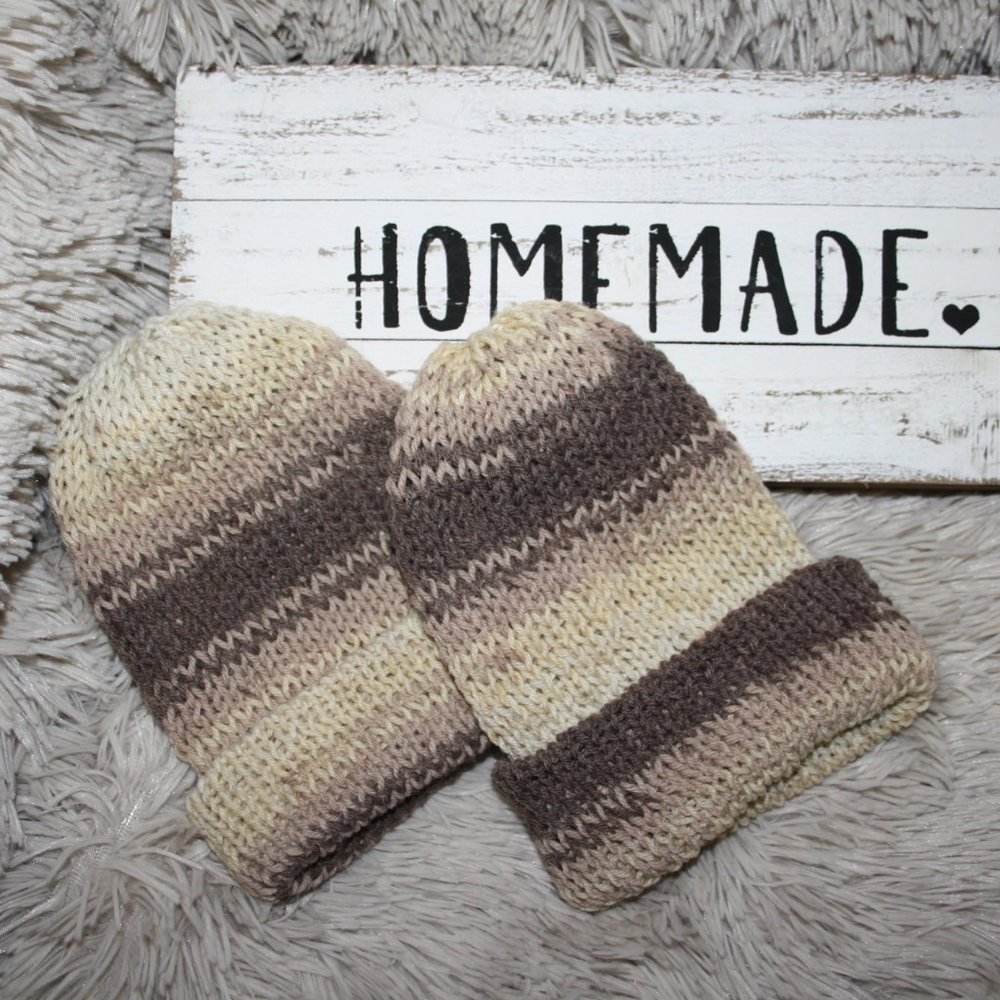 🤎 BROWN DOUBLE-KNIT BEANIE · 6–12 MO 👶 - Picture 6 of 6